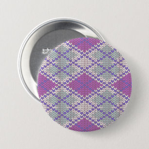 Badge Rond 7,6 Cm Bouton à épingle rond en tricot argyle LILAC