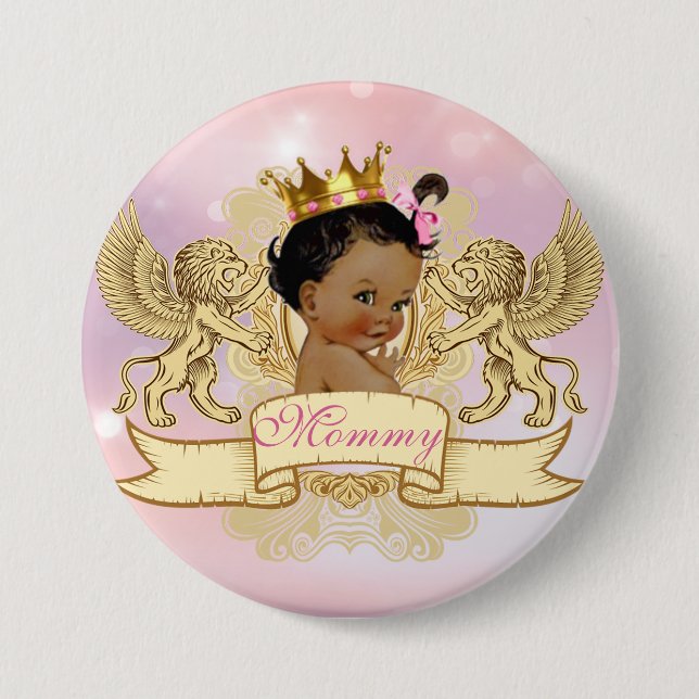 Badge Rond 7,6 Cm Bouton africain de baby shower de princesse (Devant)