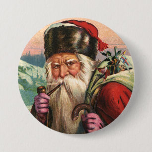 Badge Rond 7,6 Cm Bouton alpin de Père Noël