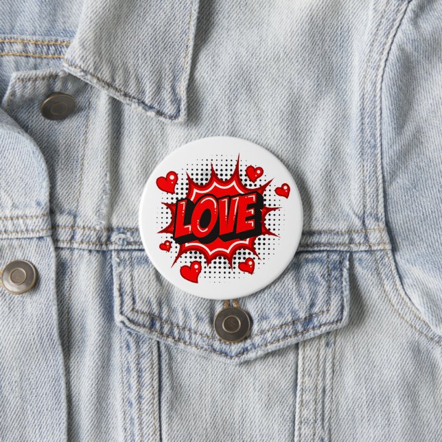 Badge Rond 7,6 Cm Bouton Amour (En situation)