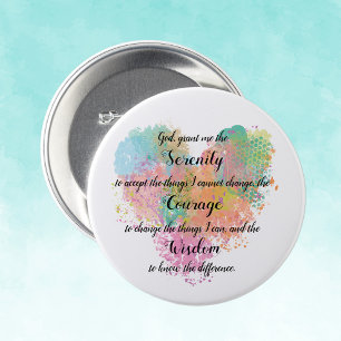 Badge Rond 7,6 Cm Bouton Aquarelle de prière de sérénité