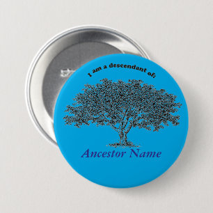 Badge Rond 7,6 Cm Bouton - Arbre généalogique en bleu
