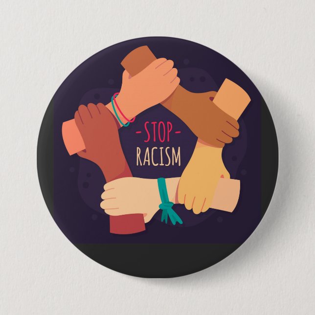 Badge Rond 7,6 Cm Bouton Arrêter le racisme (Devant)