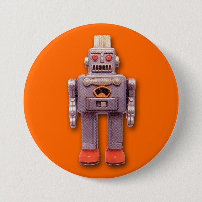 Badge Rond 7,6 Cm Bouton Arrondi Robot Jouet (Devant)