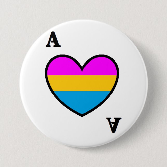 Badge Rond 7,6 Cm Bouton asexuel d'as de Panromantic (Devant)