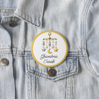 Badge Rond 7,6 Cm Bouton baby shower avec Mobile- Ajoutez votre nom