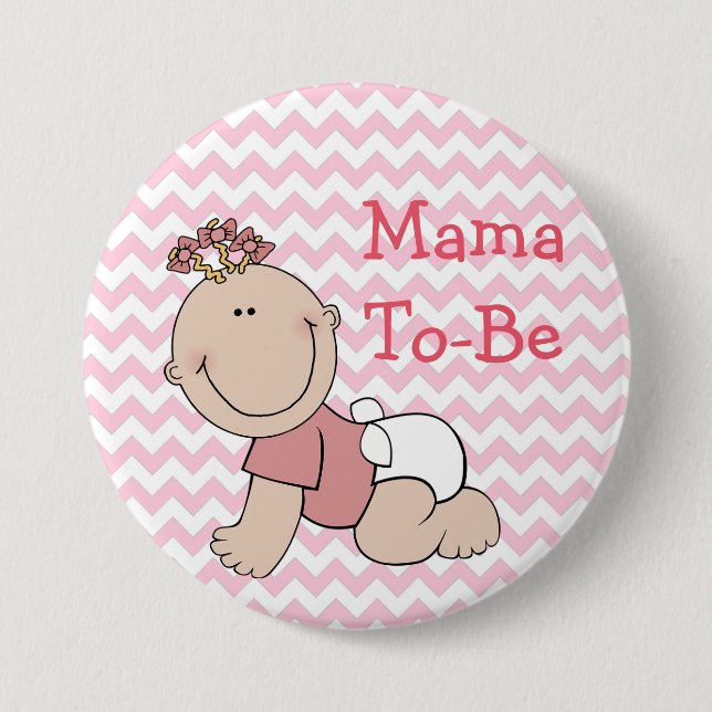Badge Rond 7,6 Cm Bouton Baby shower "C'est une fille" (Devant)