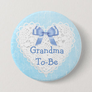 Badge Rond 7,6 Cm Bouton Baby shower de la grand-mère à être bleu