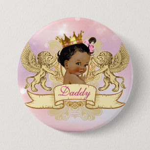 Badge Rond 7,6 Cm Bouton Baby shower de la princesse africaine Pink 