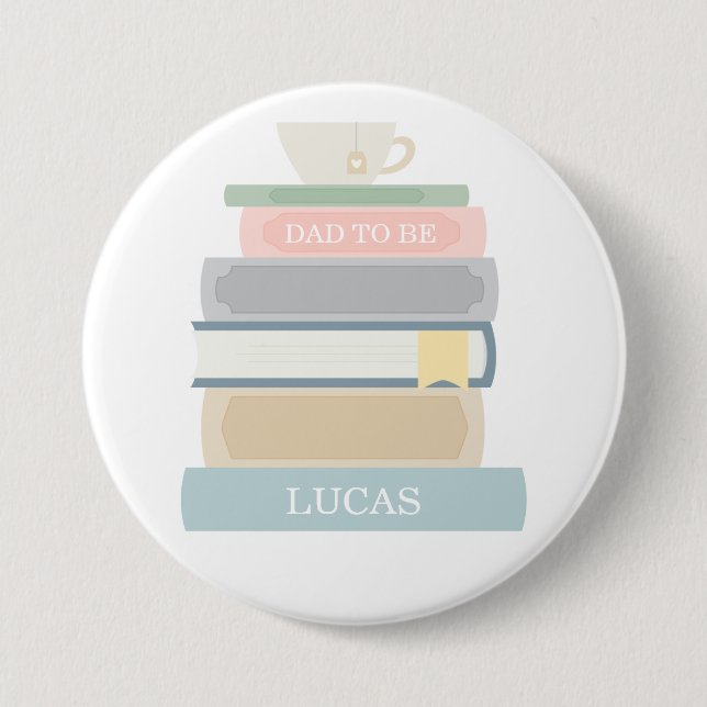 Badge Rond 7,6 Cm Bouton Baby shower de livre papa à être (Devant)