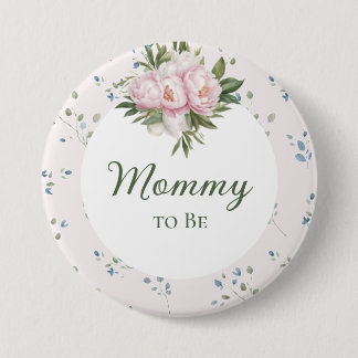 Badge Rond 7,6 Cm Bouton Baby shower Peonies