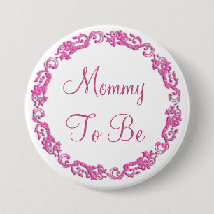 Badge Rond 7,6 Cm Bouton Baby shower rose pour maman