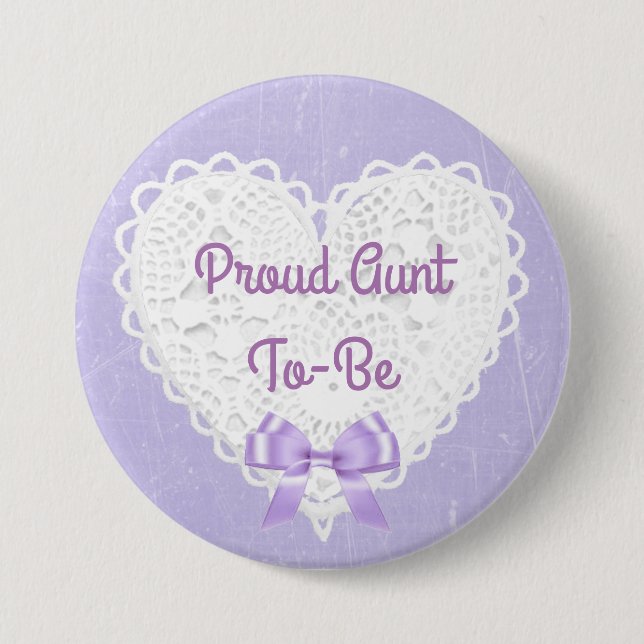 Badge Rond 7,6 Cm Bouton Baby shower Tante À Être En Plaie Violette (Devant)