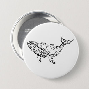 Badge Rond 7,6 Cm Bouton Baleine Géométrique Minimaliste