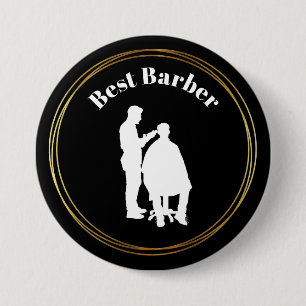 Badge Rond 7,6 Cm Bouton Barber avec Silhouette Barber