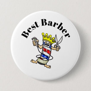 Badge Rond 7,6 Cm Bouton Barber - Caractère Pole Barbier