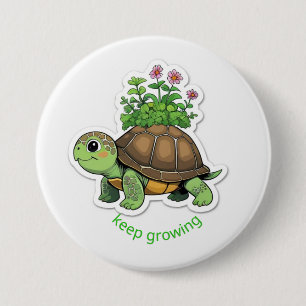 Badge Rond 7,6 Cm Bouton Bébé tortue mignonne portant un petit jardi
