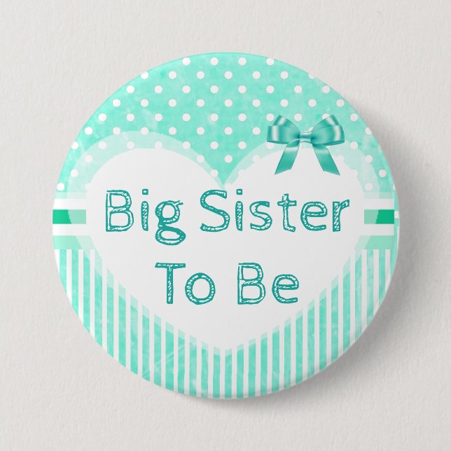 Badge Rond 7,6 Cm Bouton Big Sister to Be Baby shower Blue (Devant)