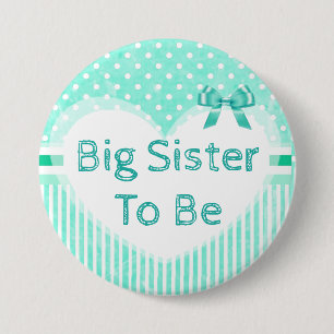 Badge Rond 7,6 Cm Bouton Big Sister to Be Baby shower Blue
