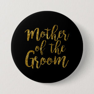 Badge Rond 7,6 Cm Bouton Black & Gold Script Mère de la salle