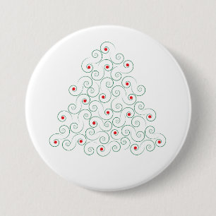 Badge Rond 7,6 Cm Bouton blanc Arbre de Noël bouclé