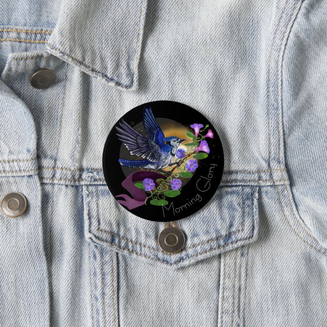 Badge Rond 7,6 Cm Bouton Bluejay de la gloire du matin (En situation)