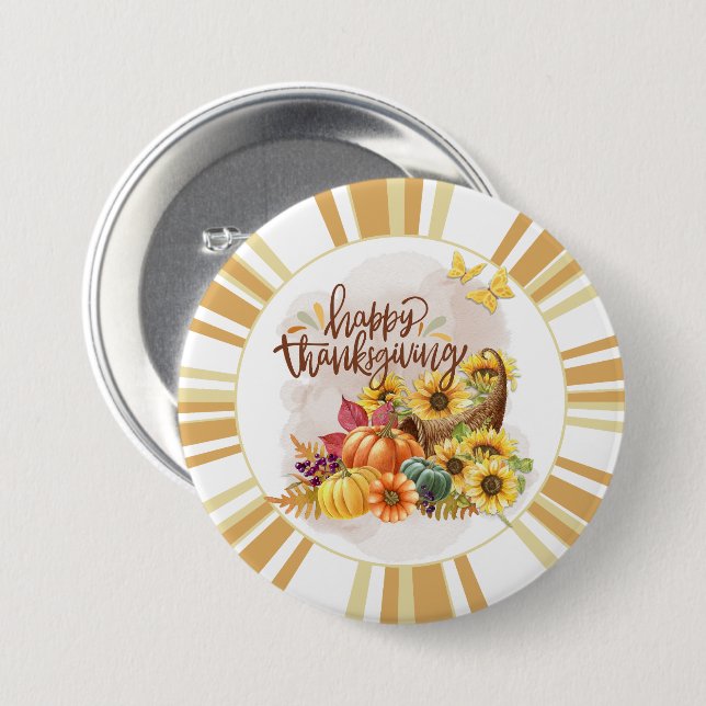 Badge Rond 7,6 Cm Bouton bon thanksgiving (Devant & derrière)