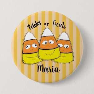Badge Rond 7,6 Cm Bouton bonbon de maïs d'Halloween souriant