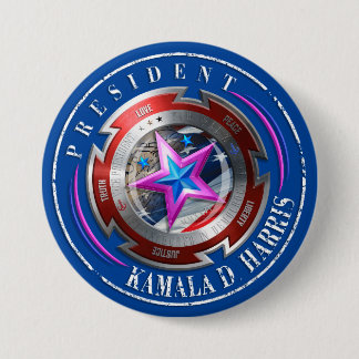 Badge Rond 7,6 Cm Bouton Bouclier du timbre Harris-Walz