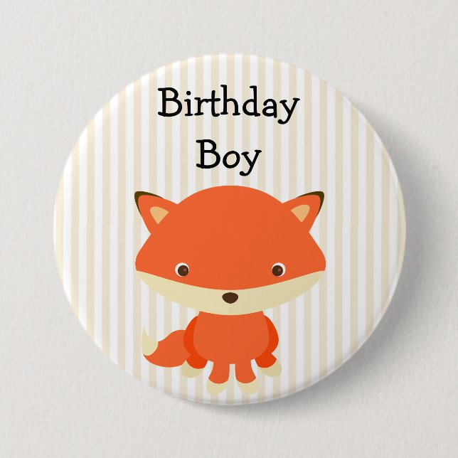 Badge Rond 7,6 Cm Bouton Boy Anniversaire Woodlands Thème (Devant)
