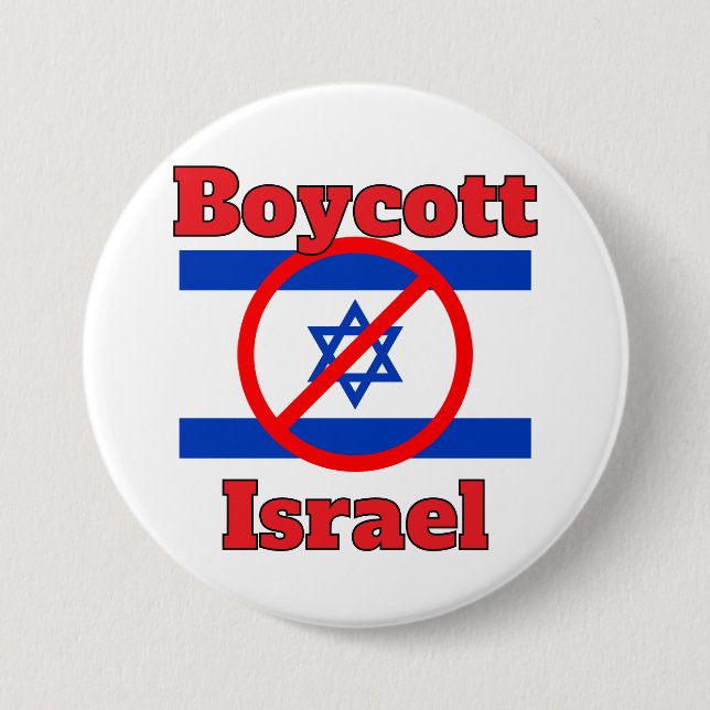 Badge Rond 7,6 Cm Bouton Boycott Israël (Devant)
