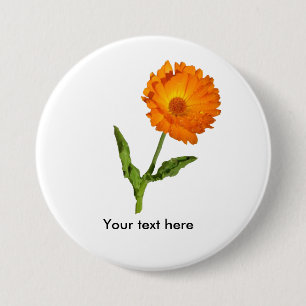 Badge Rond 7,6 Cm Bouton - Calendula avec texte