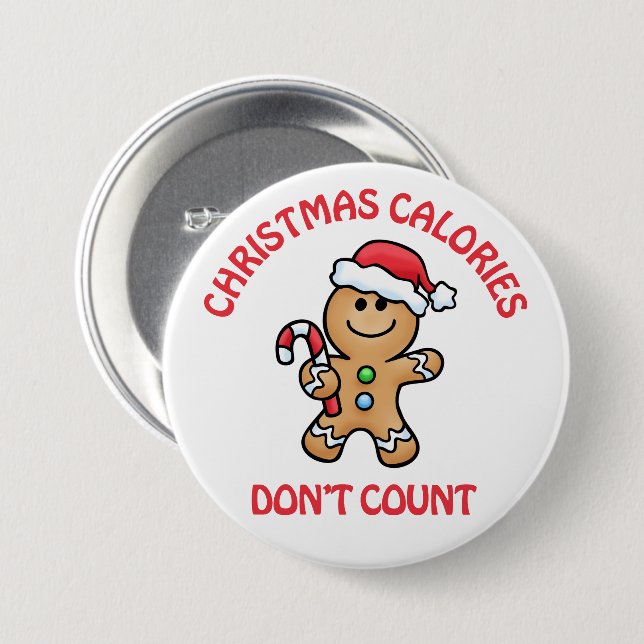 Badge Rond 7,6 Cm Bouton Calories de Noël (Devant & derrière)