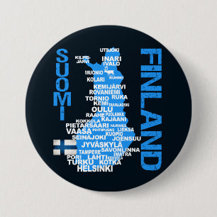 Badge Rond 7,6 Cm Bouton CARTE FINLANDE