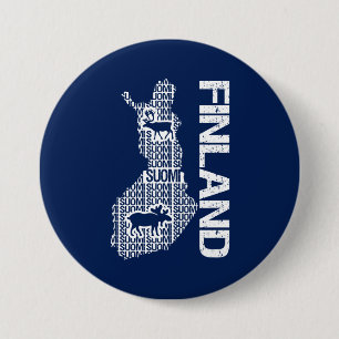 Badge Rond 7,6 Cm Bouton Carte FINLANDE personnalisable
