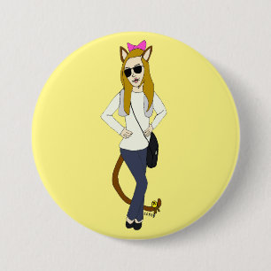 Badge Rond 7,6 Cm bouton catgirl