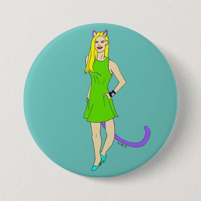 Badge Rond 7,6 Cm bouton catgirl (Devant)
