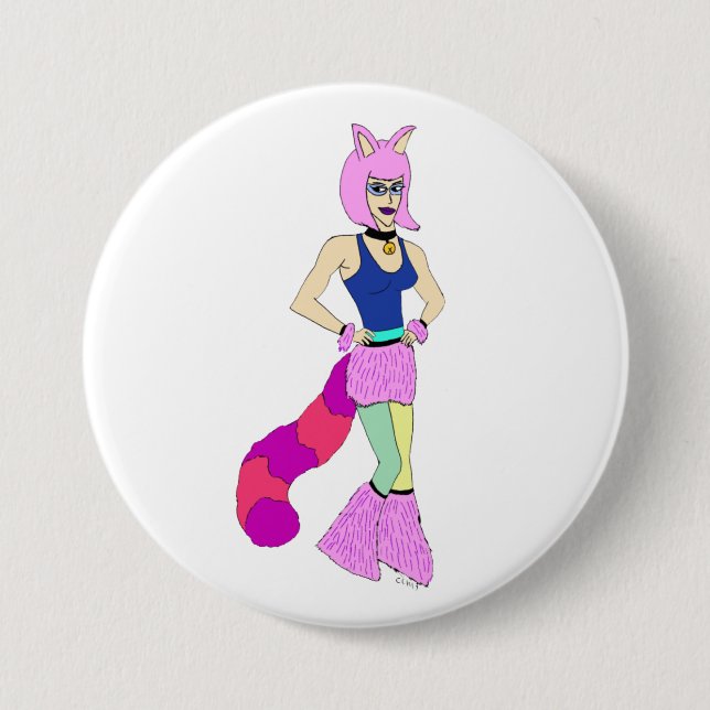 Badge Rond 7,6 Cm bouton catgirl (Devant)