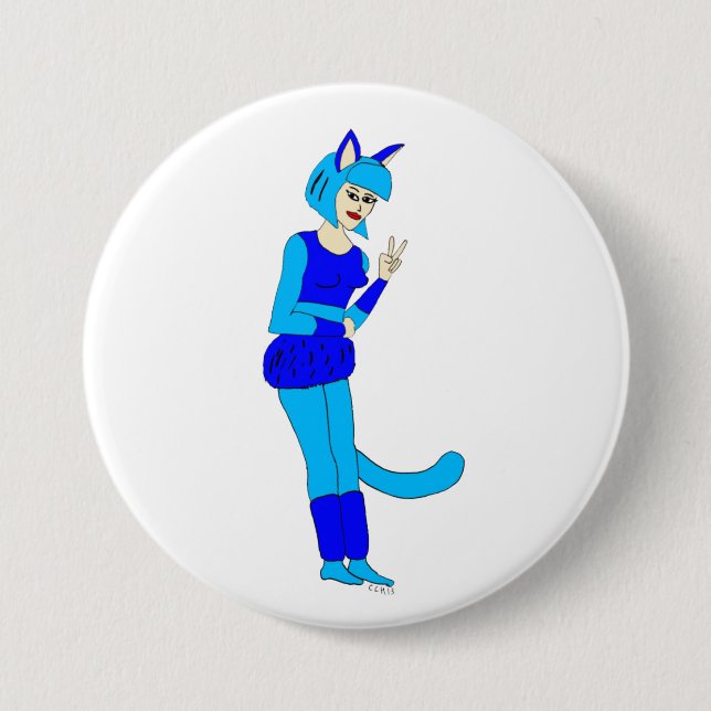 Badge Rond 7,6 Cm bouton catgirl (Devant)
