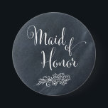 Badge Rond 7,6 Cm Bouton Chalkboard Maid of Honor<br><div class="desc">Ces boutons sont parfaits pour identifier facilement tout le monde pour votre répétition mariage. Le bouton comporte une police de script et un arrière - plan de tableau de bord élégant.</div>