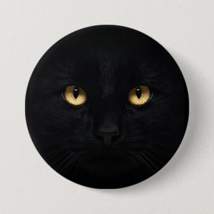 Badge Rond 7,6 Cm Bouton Chat Noir