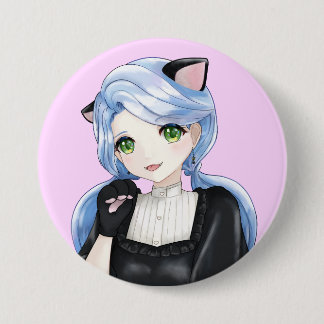 Badge Rond 7,6 Cm Bouton Chat noir