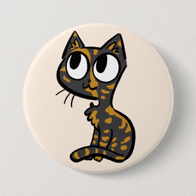 Badge Rond 7,6 Cm Bouton Chat Tortoiseshell (Devant)