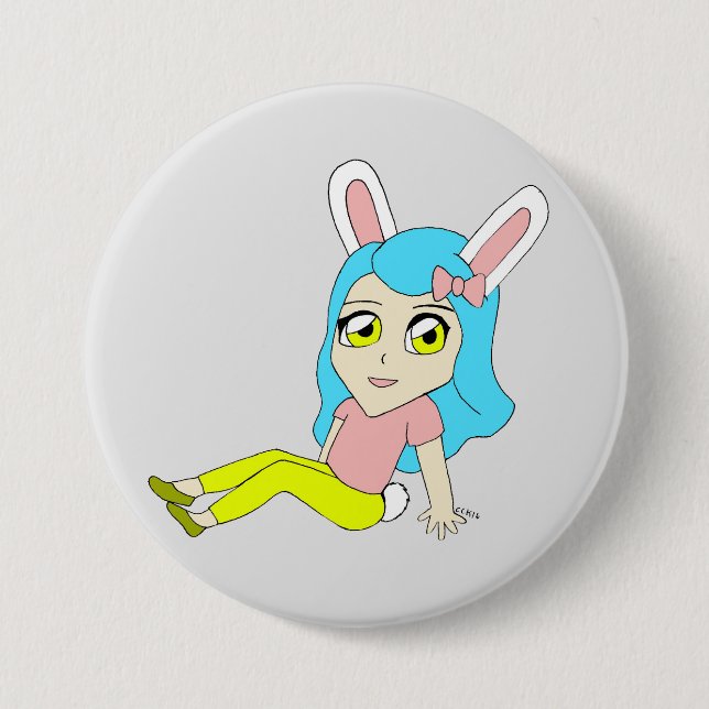 Badge Rond 7,6 Cm bouton chibi bunnygirl (Devant)