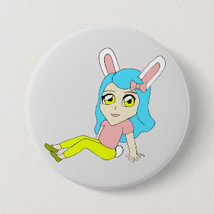 Badge Rond 7,6 Cm bouton chibi bunnygirl