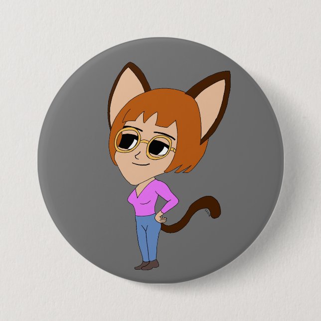 Badge Rond 7,6 Cm bouton Chibi catgirl (Devant)
