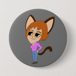 Badge Rond 7,6 Cm bouton Chibi catgirl