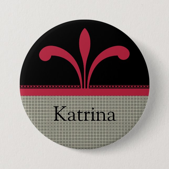 Badge Rond 7,6 Cm Bouton Chic Floral, Magenta (Devant)
