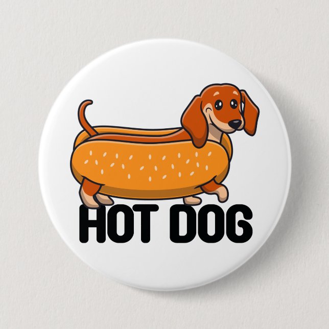 Badge Rond 7,6 Cm Bouton Chien Chaud Dachshund (Devant)