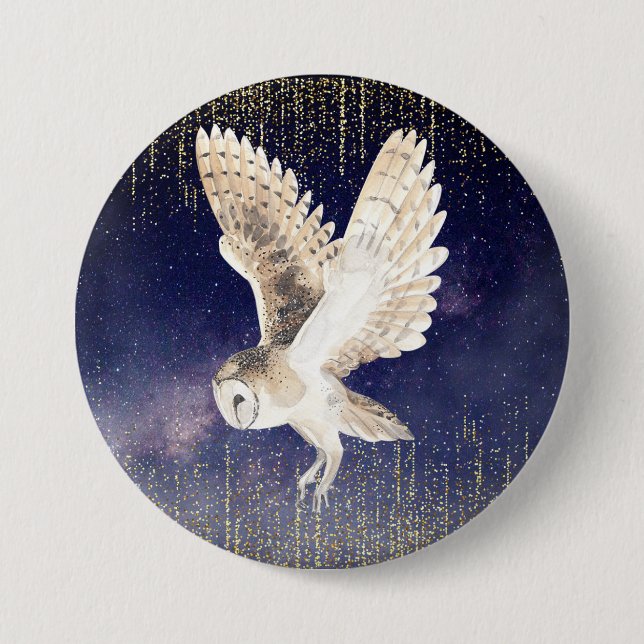 Badge Rond 7,6 Cm Bouton Chimmery Owl (Devant)